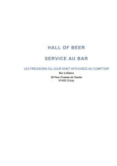 Menu Hall Of Beer - Carte et menu  Hall Of Beer Orsay