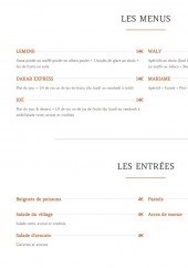 Menu La Pajovic - Les menus et entrées