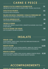 Menu La Stradina - Les plats, salades et accompagnements
