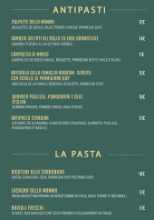 Menu La Stradina - Les pates et antipasti
