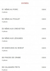 Menu Seven Stars 7 - Les entrées