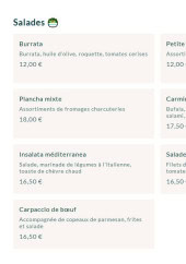Menu Carmina - Salades