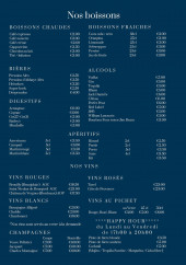 Menu L'Auberge de Boulogne - Les boissons