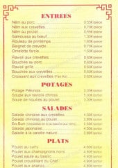 Menu La maison des delices - Les entrées, potages, salades