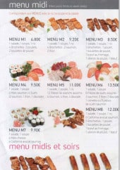 Menu Hoky sushi - Les menus midi et soir