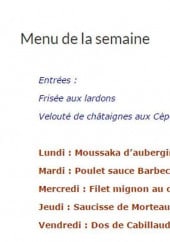 Menu Vignes Gourmandes - exemple de menu de la semaine