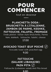 Menu Doda - Pour commencer