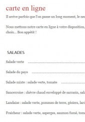 Menu La Cour Pavée - Les salades
