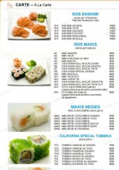 Menu Sakura Sushi - A la Carte