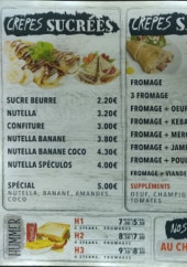 Menu La Sirène de Vanves - Les crêpes, paninis et salades, ...