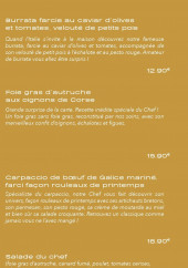 Menu Chef sos Chef - Les entrées suite