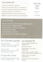 Menu Le Quosy - Les entrées, plats,...