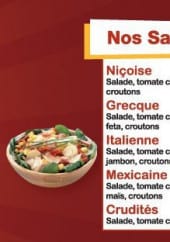 Menu Pizza West - Les Salades