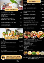 Menu Le Monroe - Les entrées, salades et plats