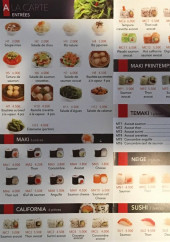 Menu Z Sushi - Les menus à la carte