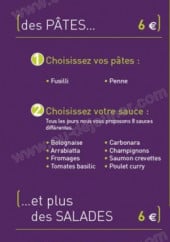 Menu Des Pâtes et Plus - Les pâtes et salades 