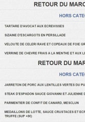 Menu La salle à manger - Le retour du marché