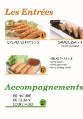 Menu So Thai - Les entrées, accompagnements et salades