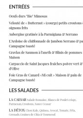 Menu La Tête Noire - Les entrées et salades