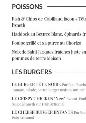 Menu La Tête Noire - Les burgers et poissons