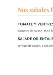 Menu Le Palace - Les salades fraicheurs