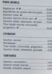 Menu Matsuri Cnit - Poke bowls, chirashi et sushi,....