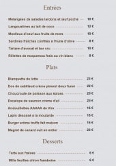 Menu Le Rue Parmentier - Les entrées, plats et desserts