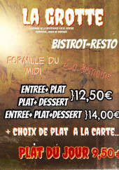 Menu La grotte - Les formules midi