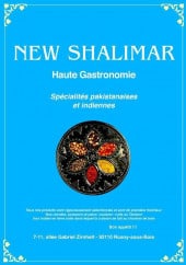Menu New Shalimar - Carte et menu New Shalimar Rosny Sous Bois