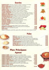 Menu Shimla - Les entrees, pains et plats principaux