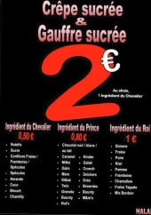 Menu Crêpe Ardella's - Les crêpes sucrées et gaufres sucrés