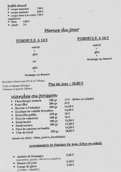 Menu L'imprévu - Formules et plats 