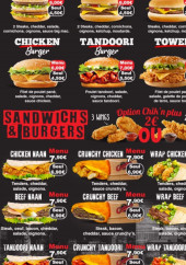 Menu Crunchy's Chicken - Les burgers et sandwichs