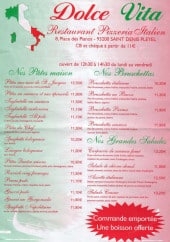 Menu Dolce vita - Les pates, bruschettas, salades...