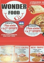 Menu Wonder food - Les menus et autres informations