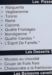 Menu L'esprit de famille - Les pizzas, desserts et boissons canette