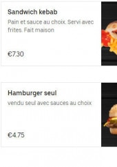 Menu Saray Kebab - Les sandwichs kebab, assiette de kebab, ...
