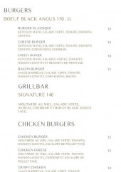 Menu Grill Bar - Les burgers et grill bar