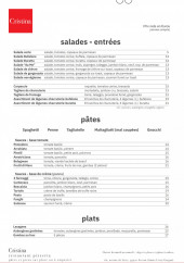 Menu Cristina Pizzeria - Salades, entrées et pâtes