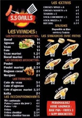 Menu Ss Grills - Viandes, accompagnements, extras,....