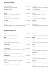 Menu O'klm Food - Les sandwiches et burgers