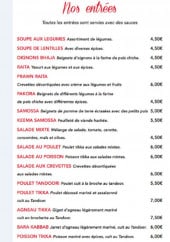 Menu Vallée du Kohistan - Les entrées