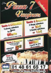 Menu Pizza 7 Vaujours - Carte et menu Pizza 7 Vaujours à Vaujours