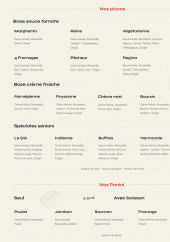 Menu Le QG - Les pizzas et paninis