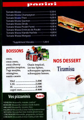 Menu Bonne Pizzas - Les paninis, desserts et boissons