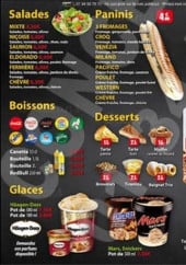 Menu Croq Pizza - Les salades, paninis, tex-mex, boisson, desserts et glaces