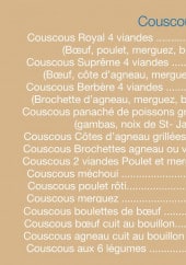 Menu L'orange bleue - Couscous