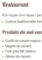 Menu Le Cellier - Produits du sud ouest