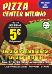Menu Pizza center milano - La carte et menu Pizza center milano  Pantin