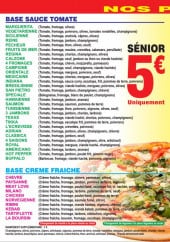 Menu Pizza center milano - Les pizzas, salades,...